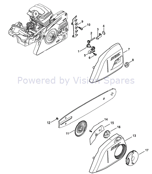 Stihl Ms 231 Chainsaw Ms231c Parts Diagram Chain Tensioner Sproket Cover