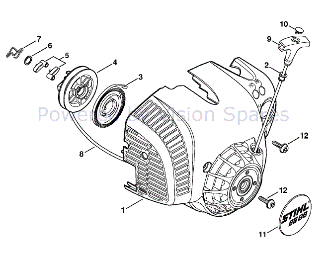 Stihl BG 86-D Blower (BG86-D) Parts Diagram, Rewind starter