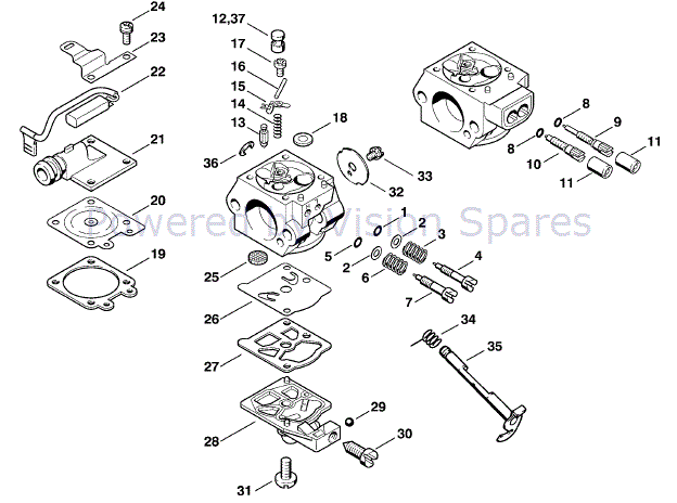 板絵 Stihl MS 260 Chainsaw (MS260) Parts Diagram, Carb WT-427 -WT-581
