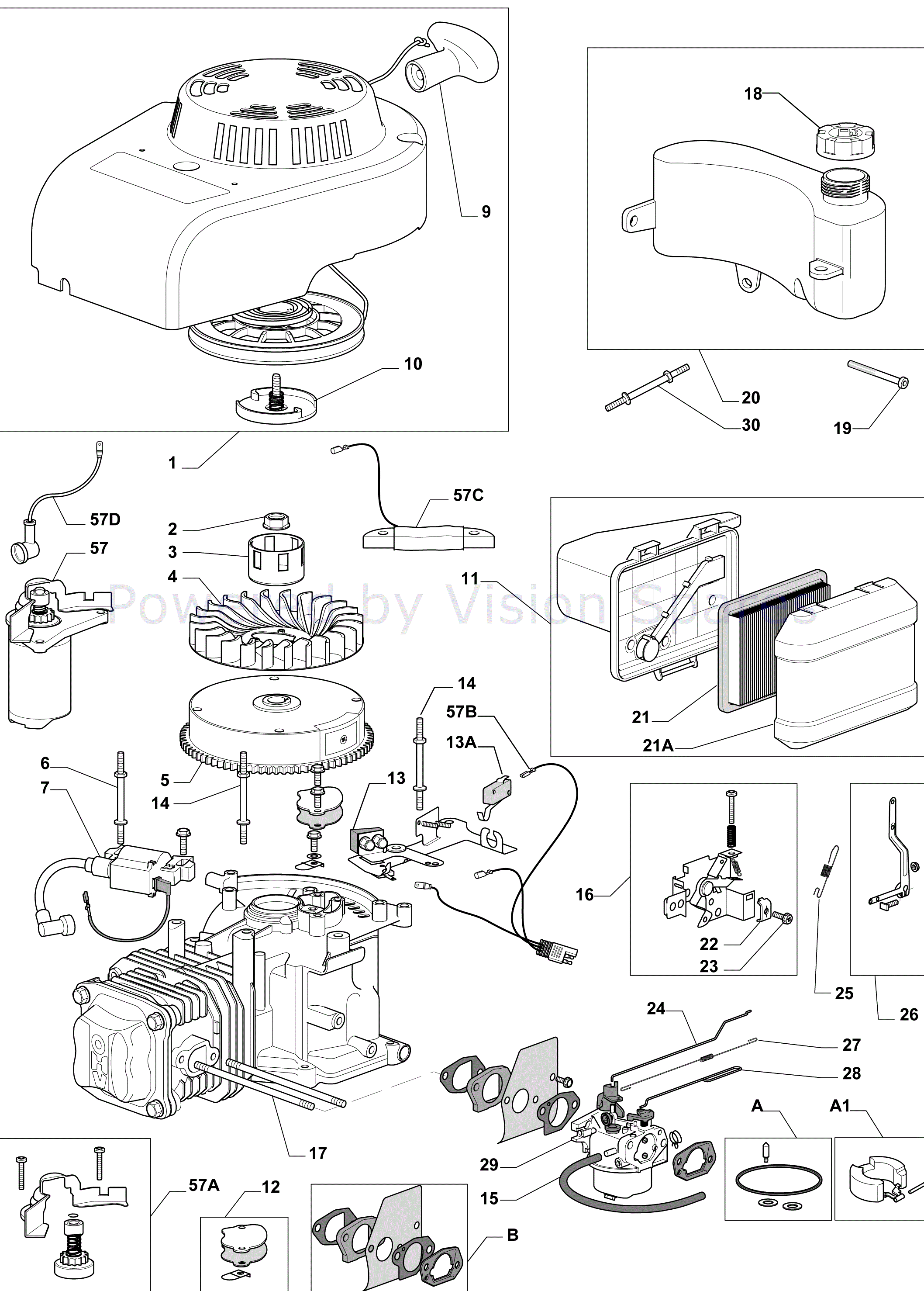 The following parts are available to buy for your S461PD ES Mountfield Petrol Rotary Mowers