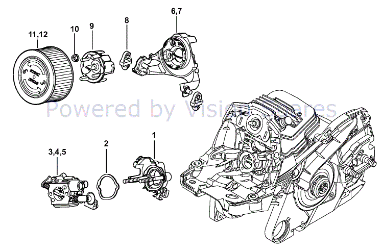 Stihl MS 261 Chainsaw (MS261 CQZ) Parts Diagram, Carburetor bracket