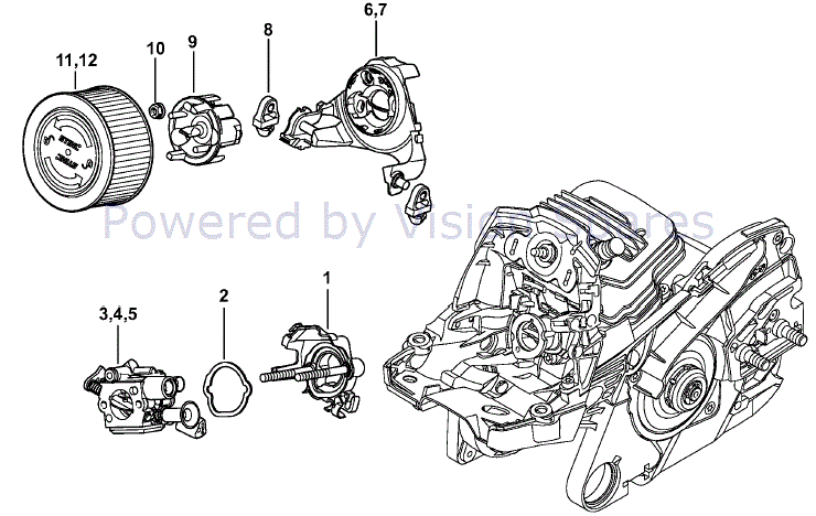 Stihl MS 261 Chainsaw (MS261 Z) Parts Diagram, Carburetor bracket
