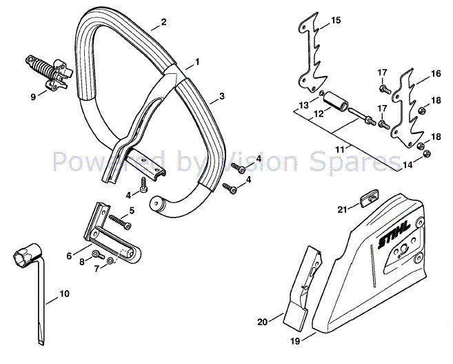 その他 m.s Stihl MS 361 Chainsaw (MS361) Parts Diagram, Set Wrap Around Handlebar
