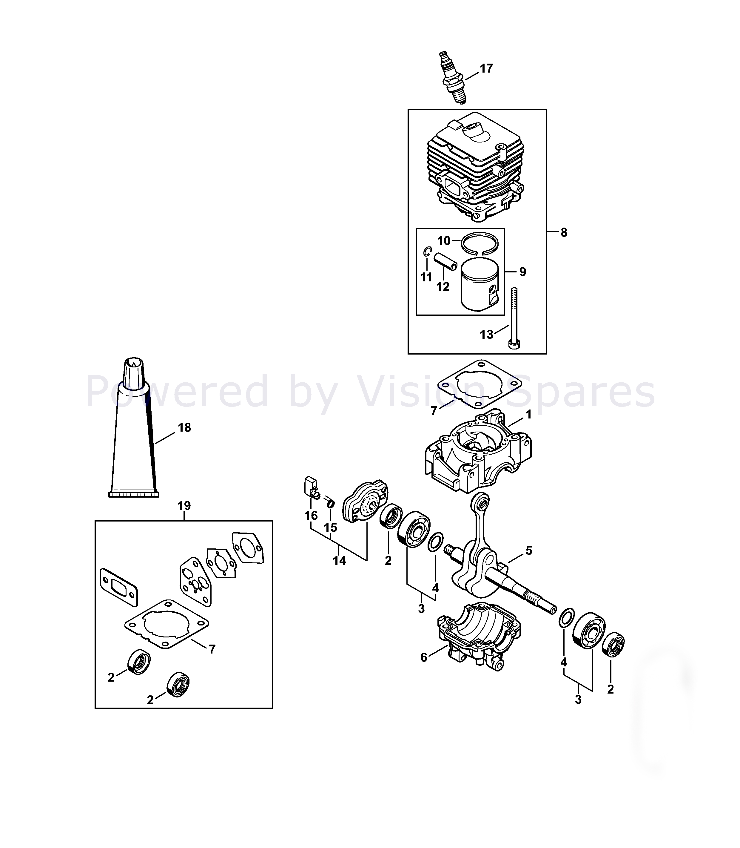Stihl KM 56 RC-E Engine (KM 56 RC-E) Parts Diagram, Crankcase ...