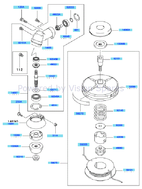 Kawasaki KBL23A (HA023G-AS51) Parts Diagram, Case/ Cutter
