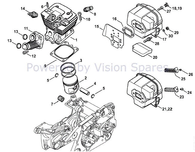 Stihl MS 441 Chainsaw (MS441 C-MRZ) Parts Diagram, Cylinder