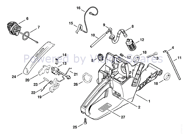 Stihl MS 381 Chainsaw (MS381 Z) Parts Diagram, Tank housing