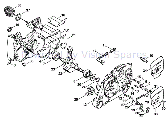 Stihl MS 460 Chainsaw (MS460 VW Arctic) Parts Diagram, Crankcase