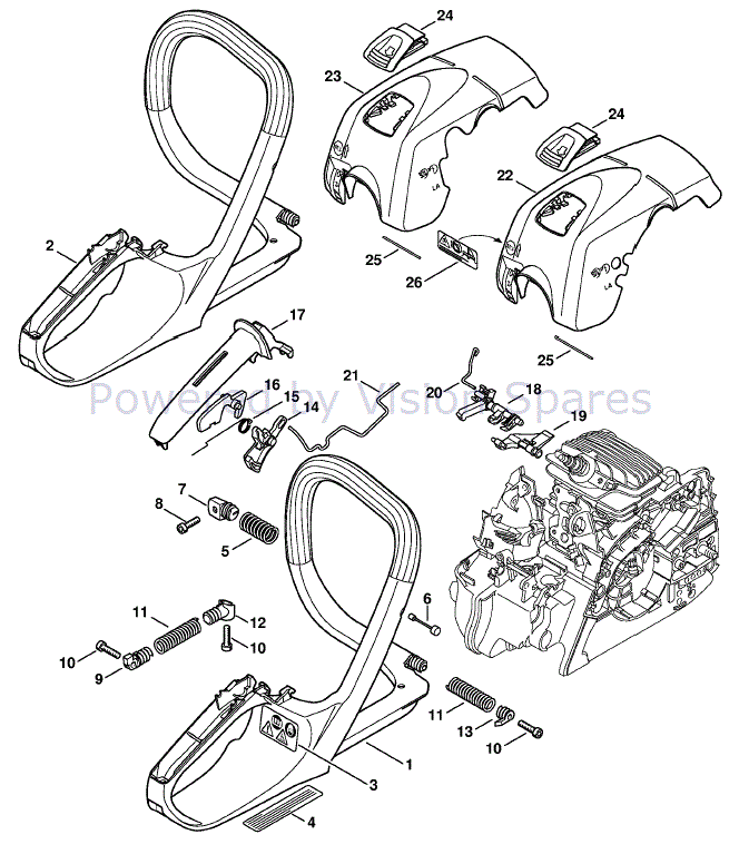 Stihl MS 211 Chainsaw (MS211Z) Parts Diagram, Handle Frame