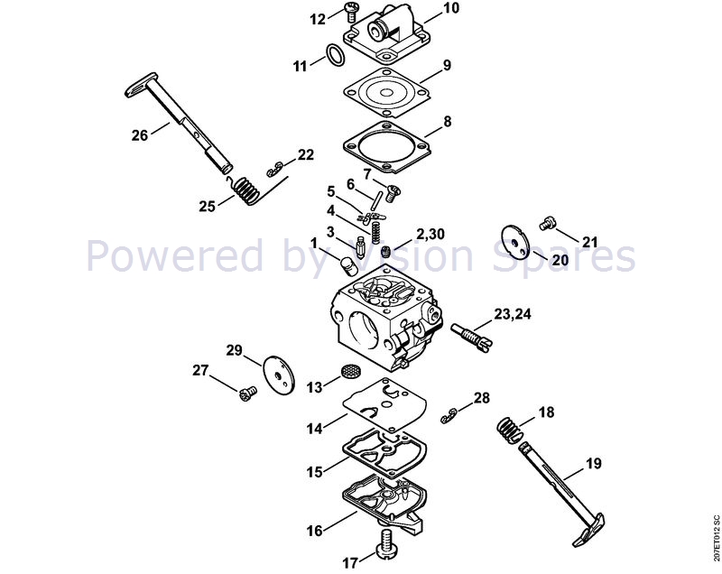 Stihl 017 Chainsaw (017C) Parts Diagram, Carburetor C1Q-s57