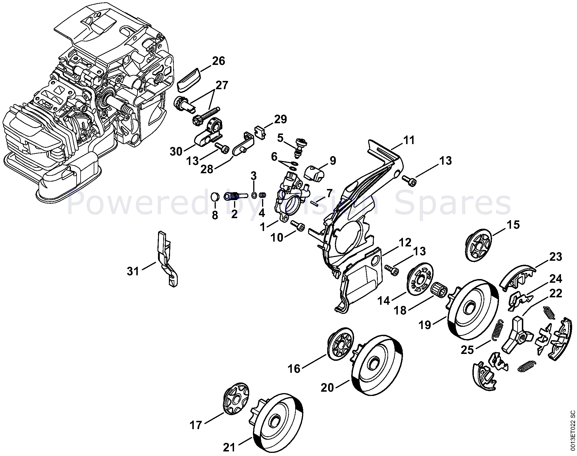 Stihl MS 201 Chainsaw (MS201 2-Mix) Parts Diagram, Oil pump