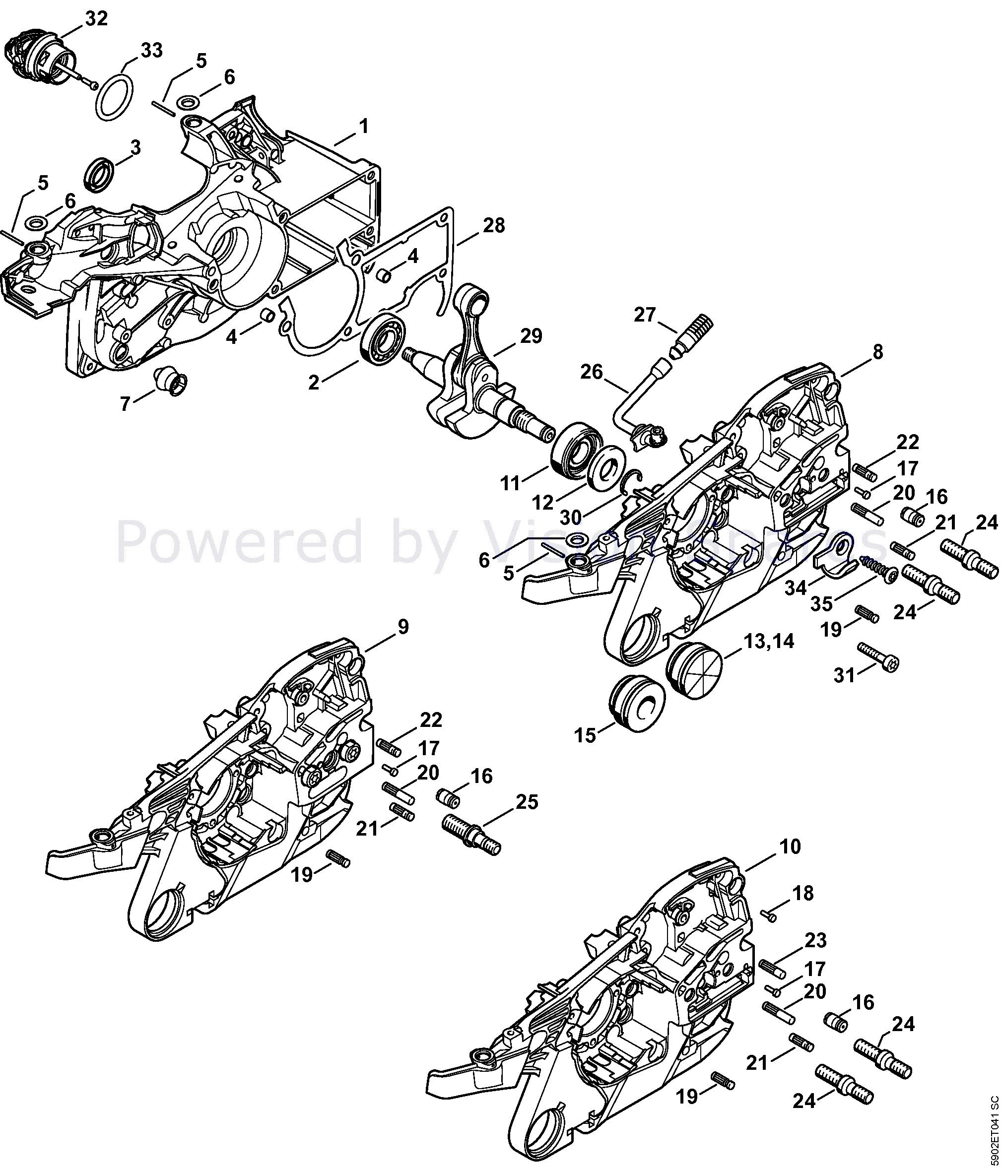 Stihl MS 261 Chainsaw (MS261 CBM 2-Mix) Parts Diagram, Crankcase
