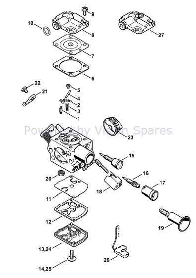 Stihl MS 261 Chainsaw (MS261 VW) Parts Diagram, Carburetor C1Q-S178B
