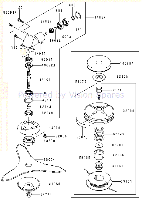 Testina Tagliaerba A Percussione (bump Feed) Per Decespugliatori Kawasaki KBH35A, KBH35B, KBL35A, KBL35B, Ecc. - MPN 59075-2018