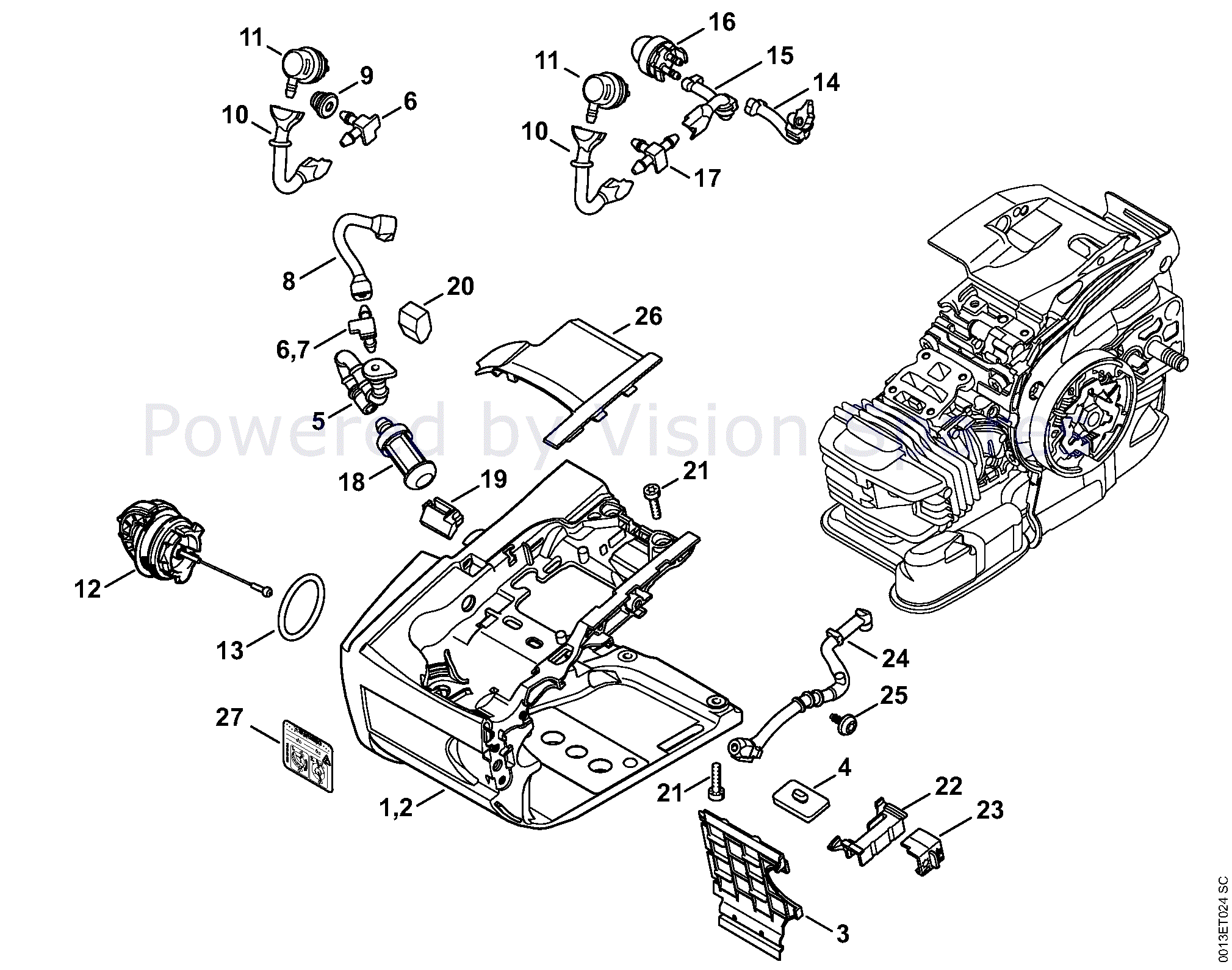 Stihl MS 201 Chainsaw (MS201 CM 2-Mix) Parts Diagram, Tank housing