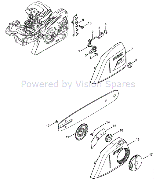 Stihl MS 231 Chainsaw (MS231 Z) Parts Diagram, Chain Tensioner 