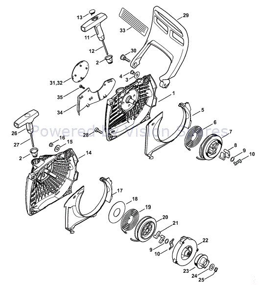 Stihl MS 261 Chainsaw (MS261 CQ) Parts Diagram, Rewind starter