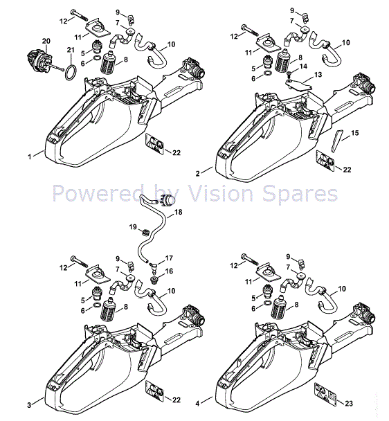 Stihl MS 241 Chainsaw (MS241 C-MVW) Parts Diagram, Tank Housing