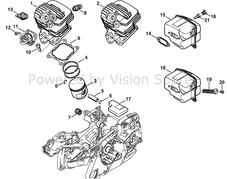 Stihl MS 261 Chainsaw (MS261 VWZ) Parts Diagram, Cylinder Stihl MS 261 Chainsaw (MS261 VWZ) Parts Diagram, Cylinder