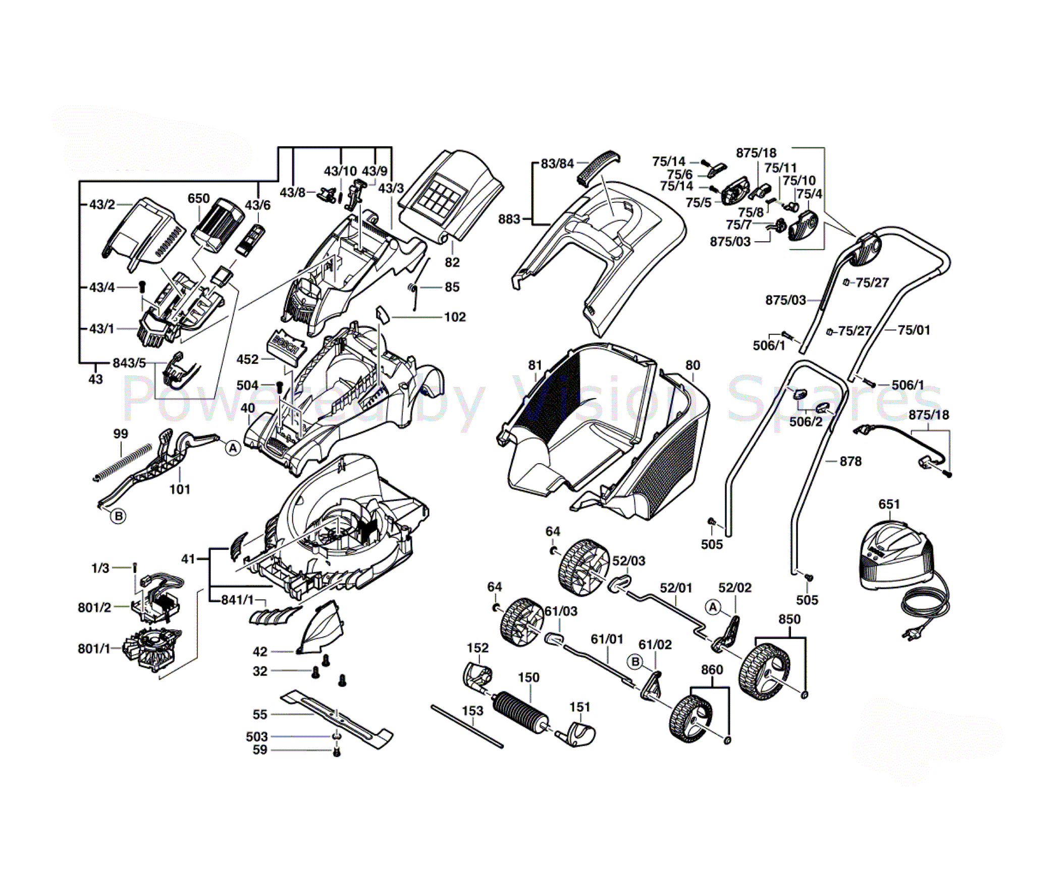 dannelse Cornwall tæmme The following parts are available to buy for your Bosch Rotak 43Li Bosch  Electric Rotary Mowers