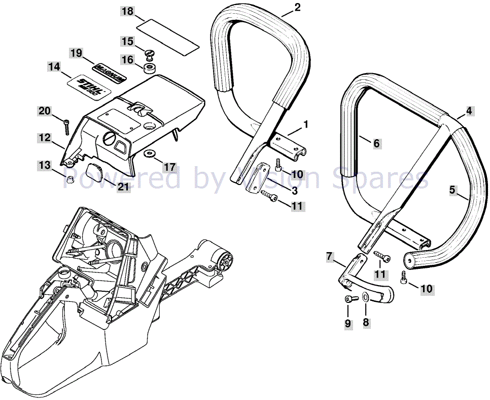 Stihl MS 880 Chainsaw (MS880 R-Z) Parts Diagram, Handlebar