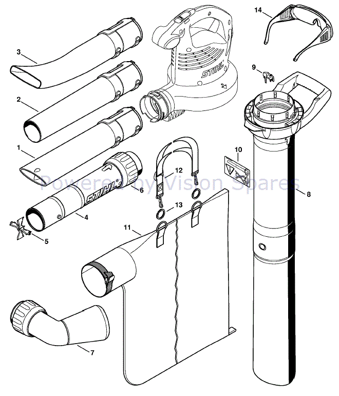 gloeilamp Wet en regelgeving vingerafdruk Stihl SHE 71 Shredder/Vac (SHE 71) Parts Diagram, Nozzle