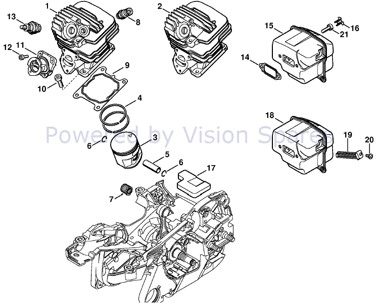 Stihl MS 261 Chainsaw (MS261 C) Parts Diagram, Cylinder
