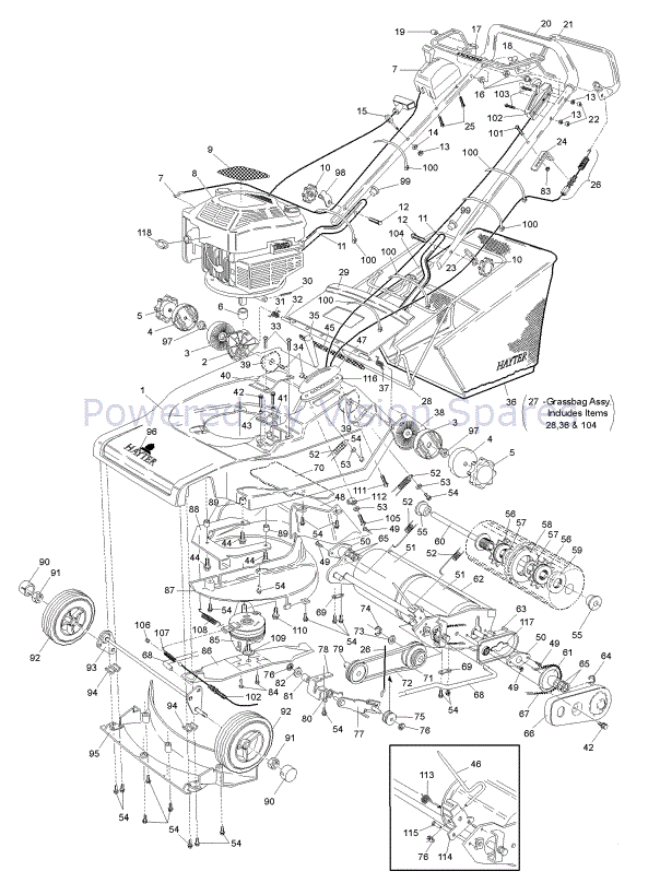 Hayter Harrier 48 Spare Parts Diagram 