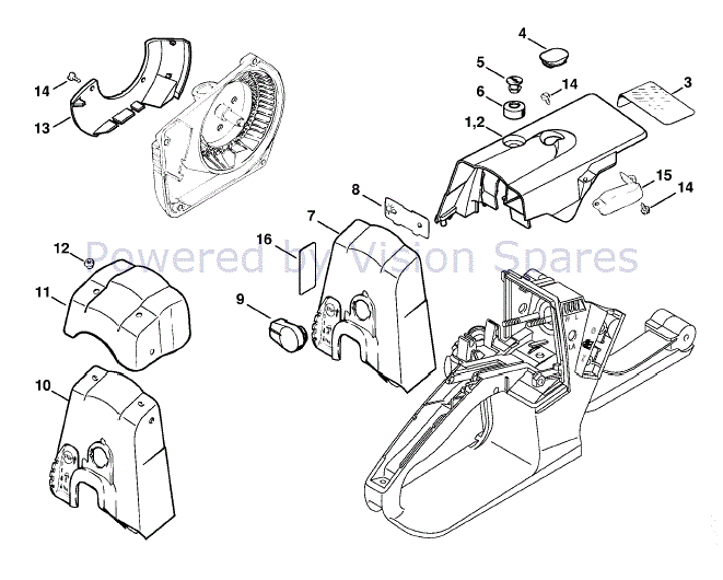 あさん専用ページ Stihl MS 260 Chainsaw (MS260 VWZ Arctic) Parts Diagram, Shroud