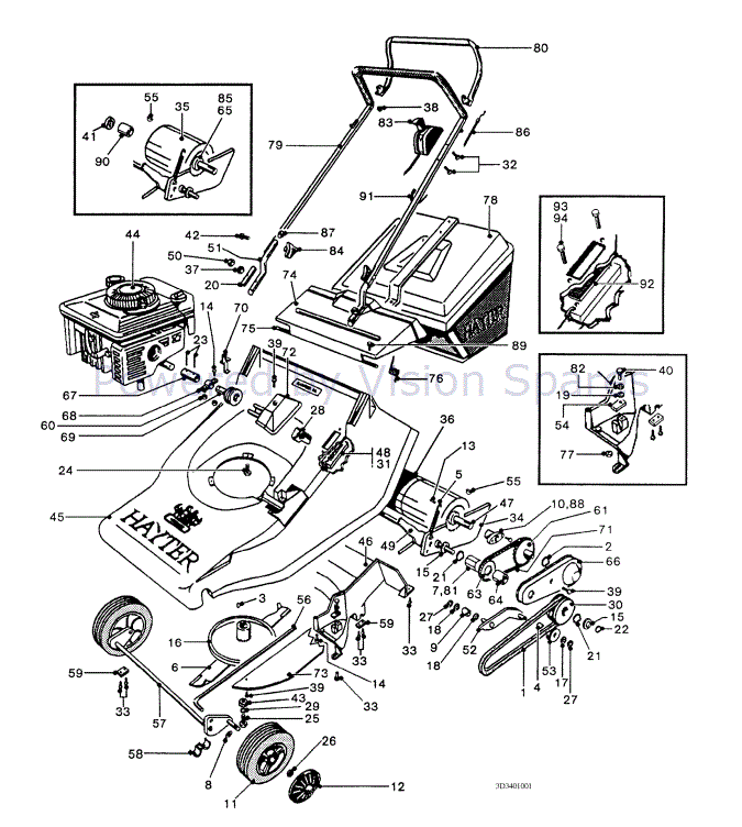 Hayter Harrier 56 341 Lawnmower 341001603 341099999 Parts Diagram Main Frame Assembly