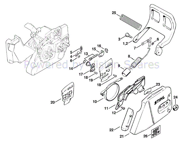 Stihl MS 260 Chainsaw (MS260 Z) Parts Diagram, Chain Brake