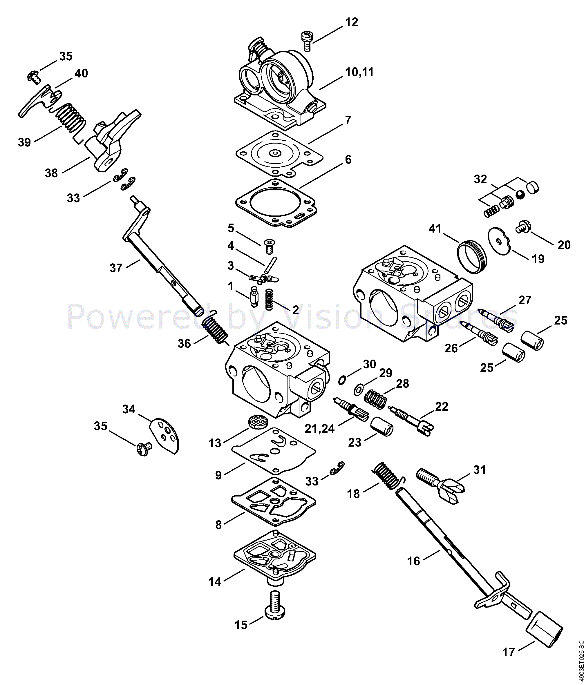 Stihl MS 391 Chainsaw (MS391 2-Mix) Parts Diagram, Carburetor WTE-9A