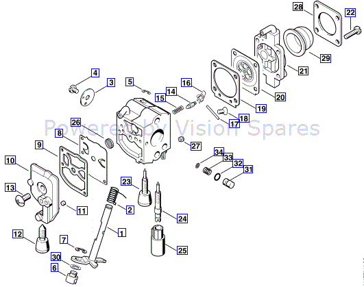 Stihl HS 45 Petrol Hedgetrimmer HS45 Parts Diagram CARBURETOR