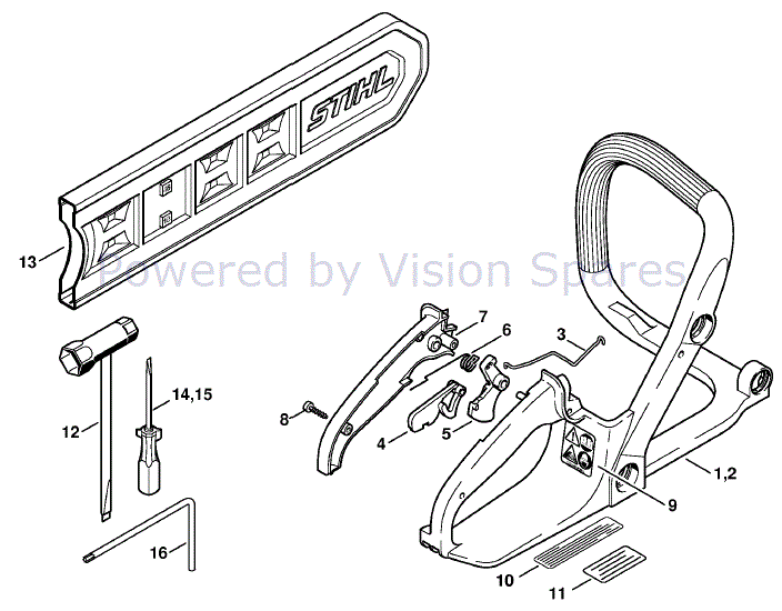 Stihl MS 170 Chainsaw (MS170C-ED) Parts Diagram, Handle Frame
