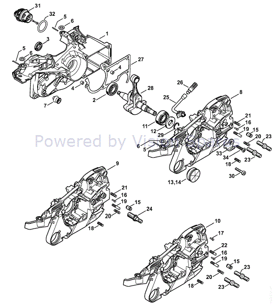 Stihl MS 261 Chainsaw (MS261 C) Parts Diagram, Crankcase