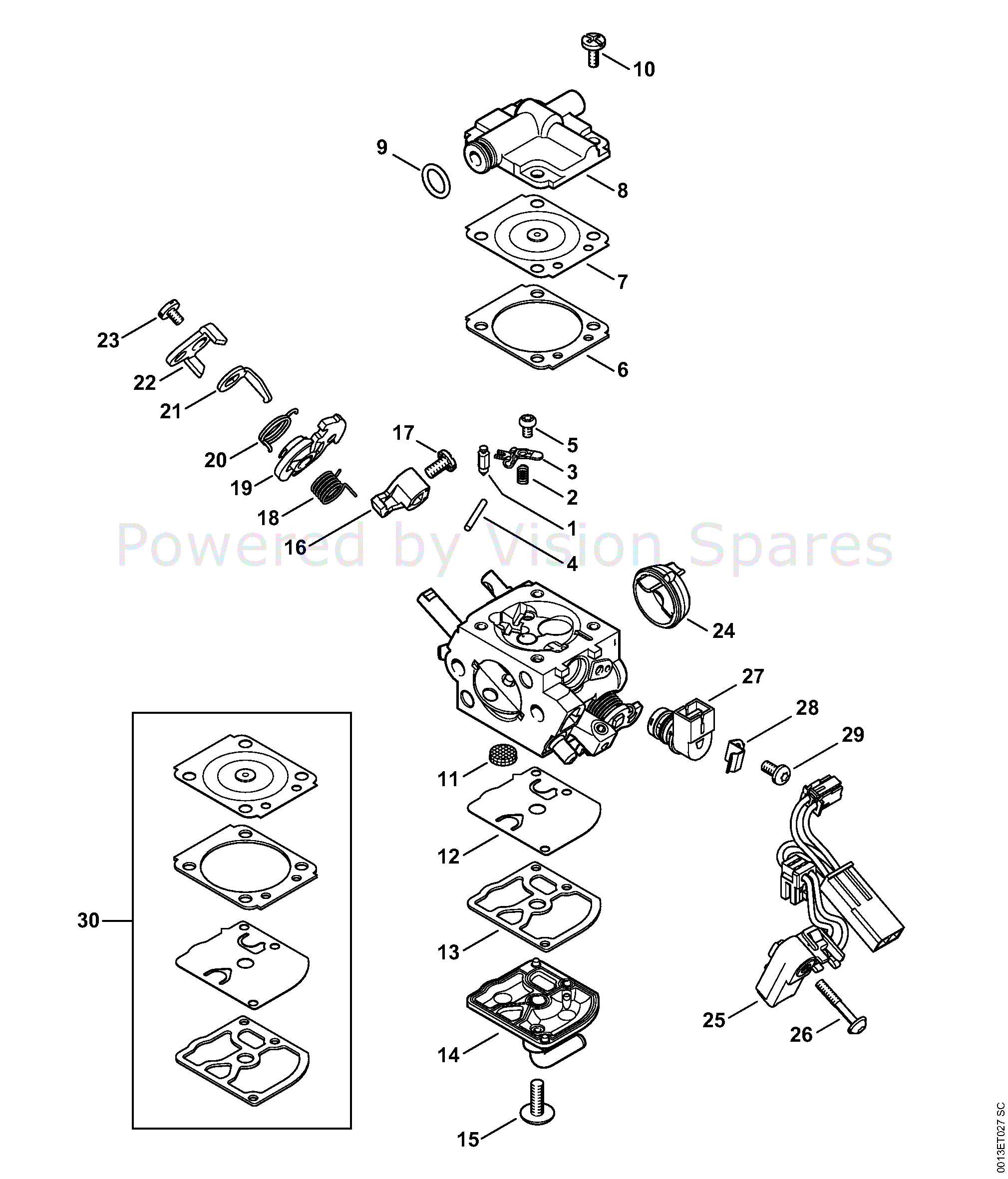 Stihl MS 201 Chainsaw (MS201 CM 2-Mix) Parts Diagram, Carburetor 