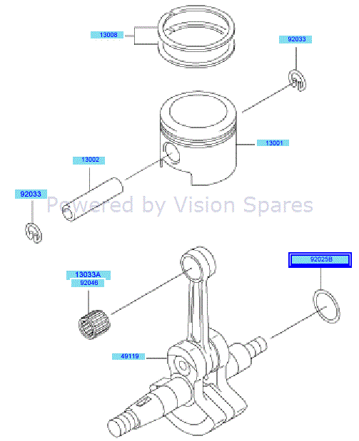 Kawasaki KBH48A (HA048G-AS50) Parts Diagram, Piston & Crankshaft