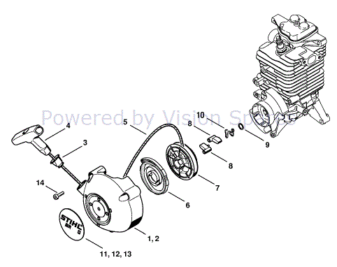 Pull Recoil Starter for Stihl BR 500 550 600 BR500 BR550 BR600 42821900303  42821900300A