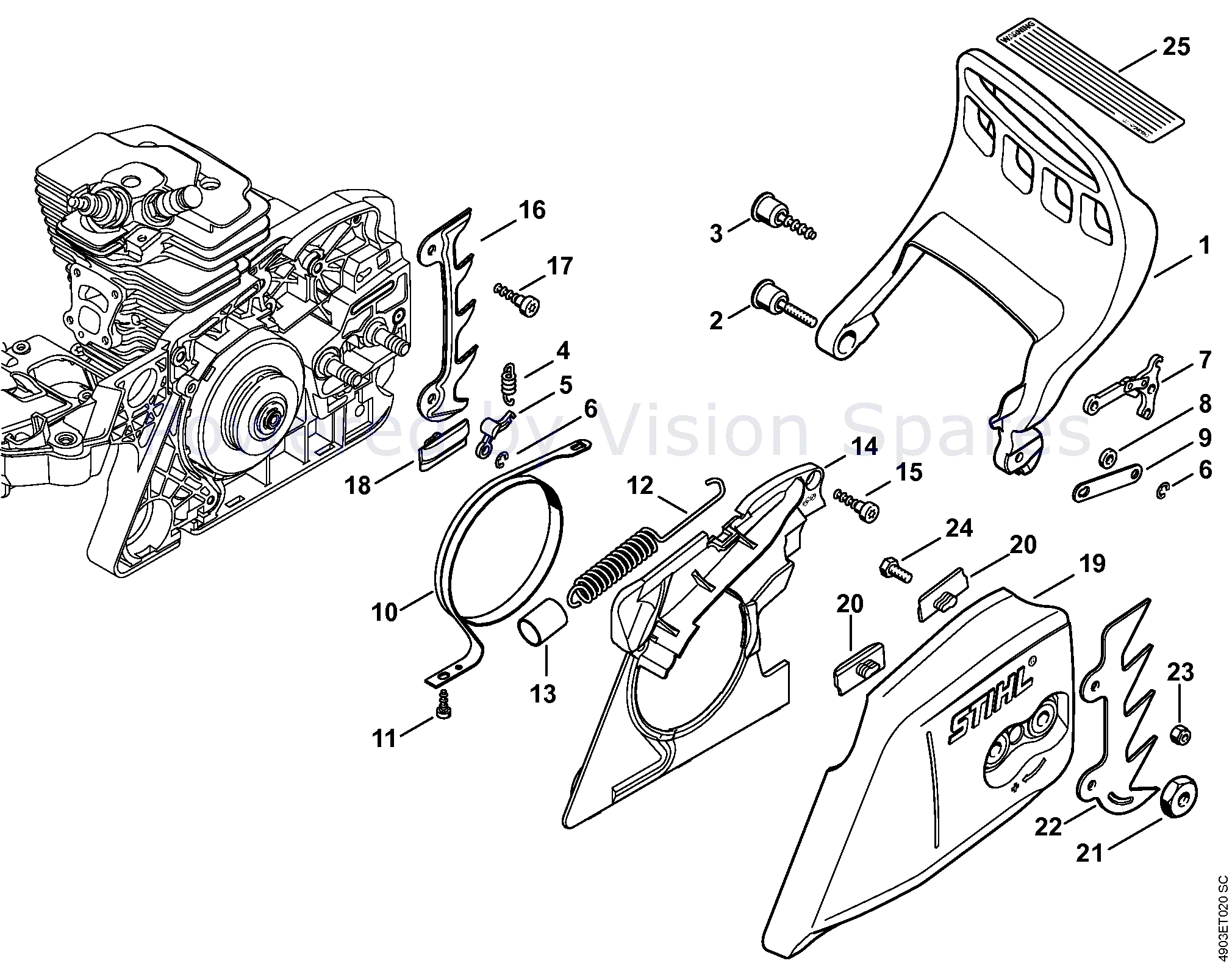Stihl MS 391 Chainsaw (MS391 2-Mix) Parts Diagram, Hand guard