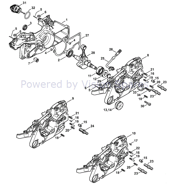 たしページ Stihl MS 261 Chainsaw (MS261 CQZ) Parts Diagram, Crankcase