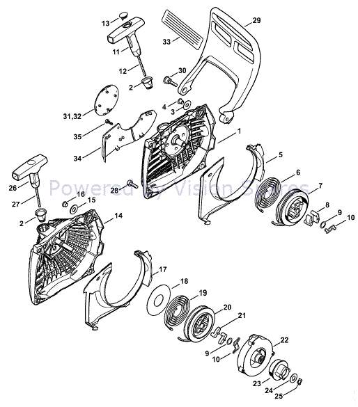 Stihl MS 261 Chainsaw (MS261 CQZ) Parts Diagram, Rewind Starter