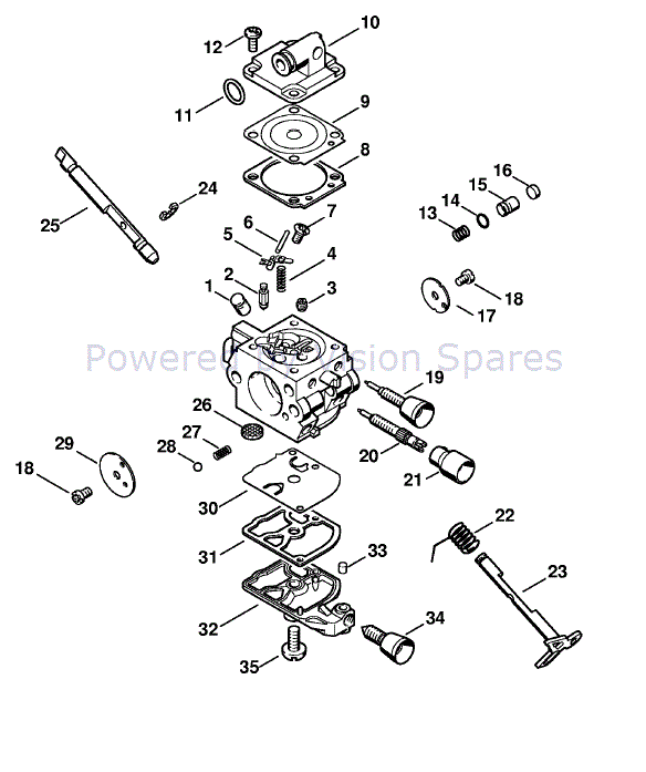 Stihl MS 192 Chainsaw (MS192C-E) Parts Diagram, Carburetor C1Q-S124A