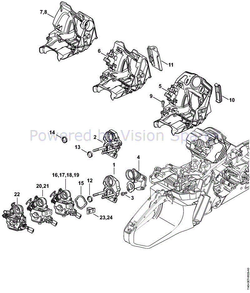 Stihl MS 362 Chainsaw (MS 362 RZ) Parts Diagram, MS362RZ-L CARB