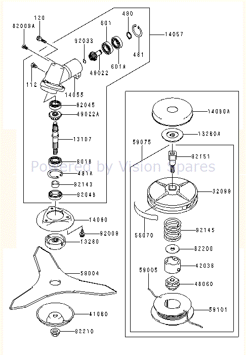 Kawasaki KBH43A (HA043F-AS50) Parts Diagram, CASE/CUTTER