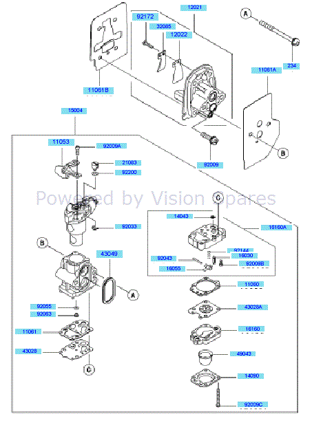 Kawasaki KBH35B (HA035F-AS50) Parts Diagram, Carburetor