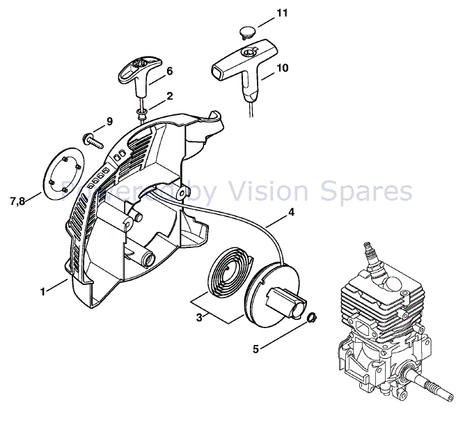 Stihl FS 50 Brushcutter (FS50) Parts Diagram, Rewind starter