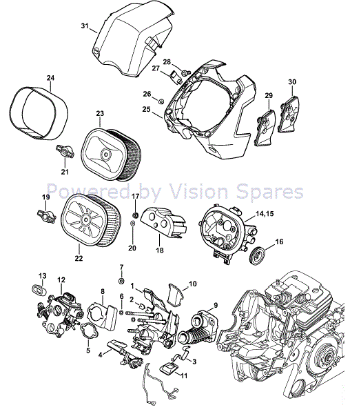 Stihl MS 441 Chainsaw (MS441 CM-RVWZ) Parts Diagram, Carburetor