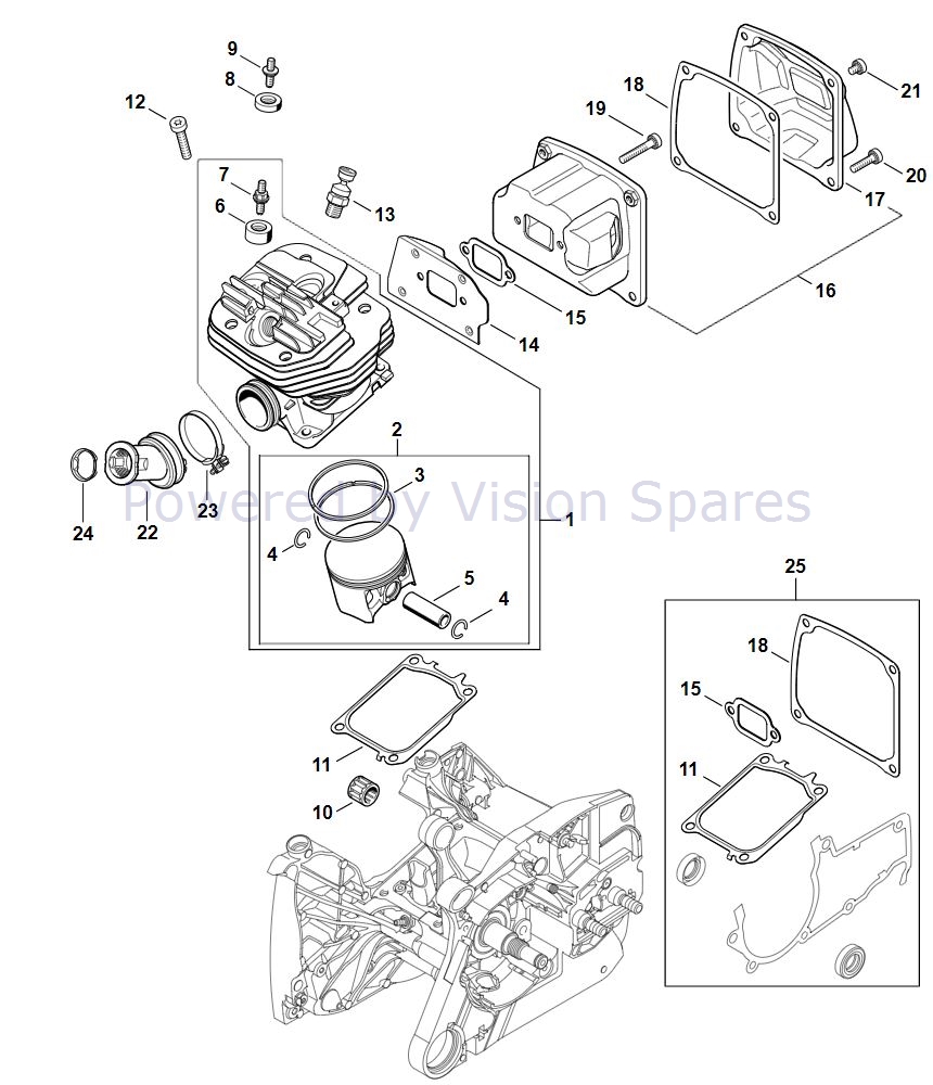 Stihl MS 661 CHAINSAW (MS 661 C-M) Parts Diagram, Cylinder, Muffler