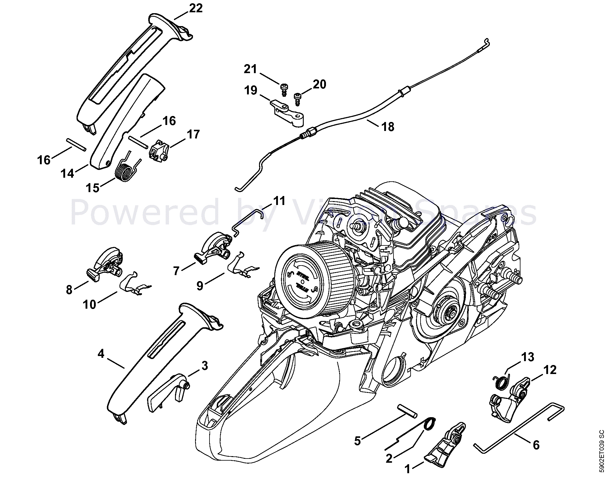 Stihl MS 261 Chainsaw (MS261 CMVW 2-Mix) Parts Diagram, Throttle