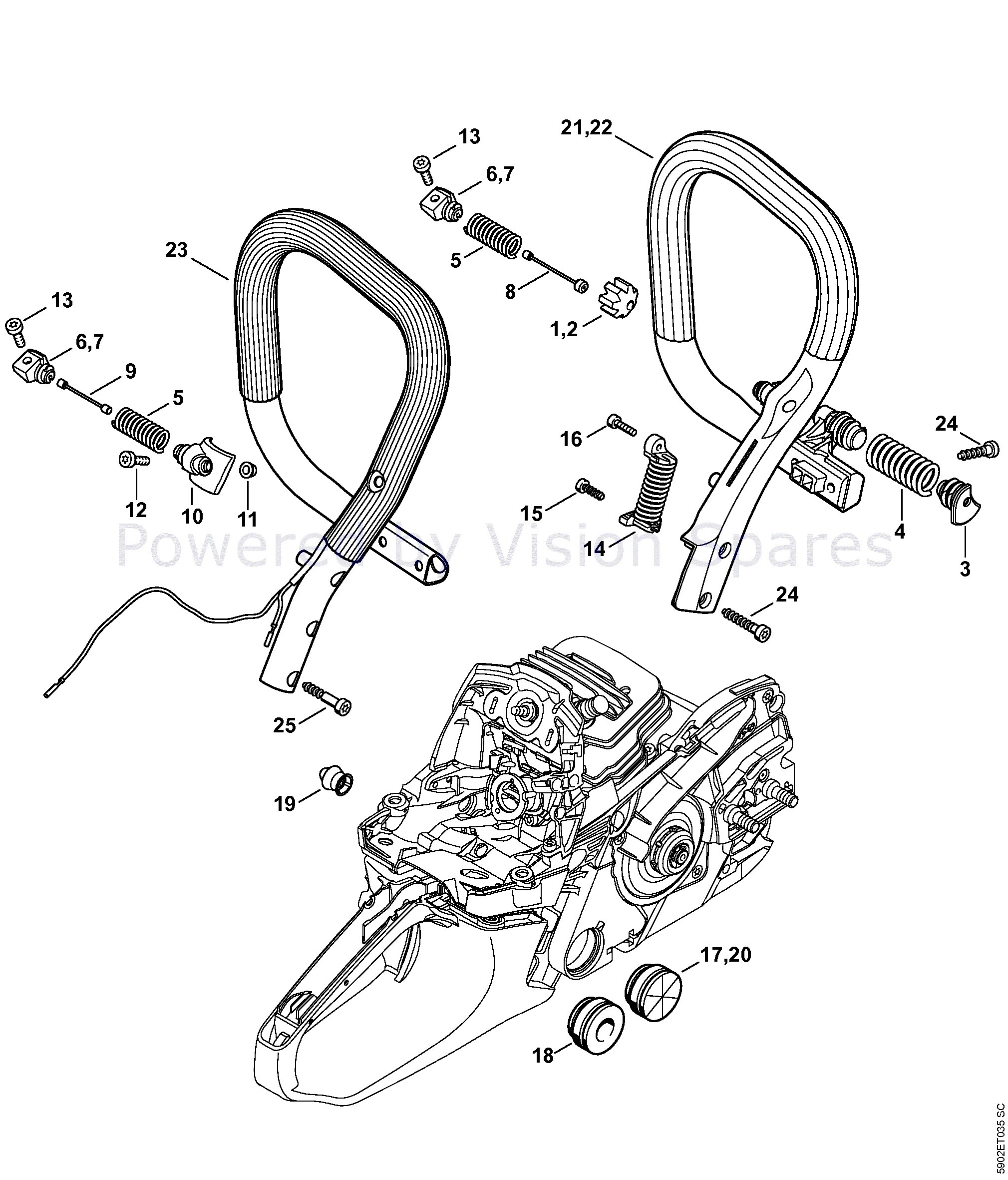 MM15コマ Stihl MS 261 Chainsaw (MS261 CBM 2-Mix) Parts Diagram, AV system